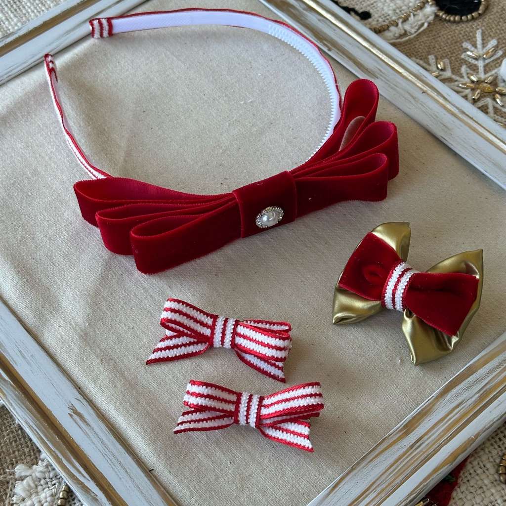 Red And Gold Kids Hair Accessory Set